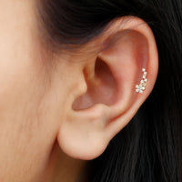 Moissanite Ear Crawler Earring for Cartilage Piercing