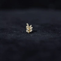 Natural Diamond Olive Leaf Earring for Cartilage Piercing