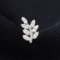 Natural Diamond Olive Leaf Earring for Cartilage Piercing