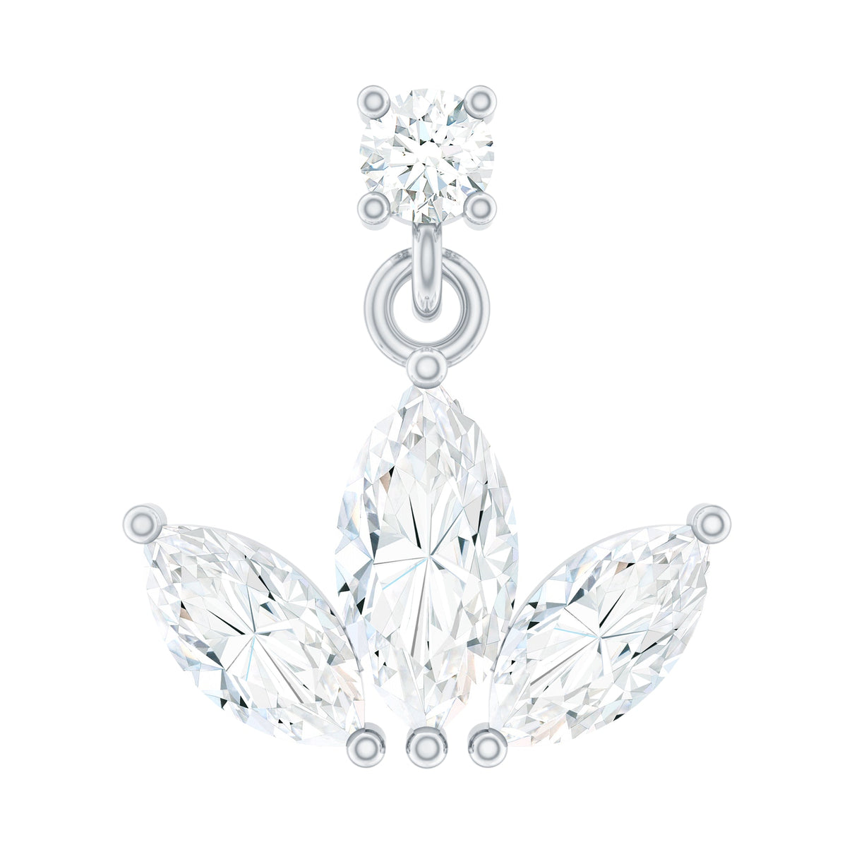Marquise Cut Moissanite Lotus Flower Drop Helix Earring