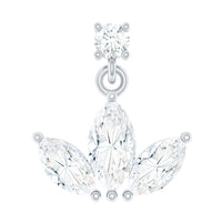 Marquise Cut Moissanite Lotus Flower Drop Helix Earring