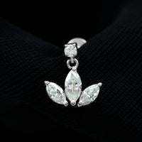 Marquise Cut Moissanite Lotus Flower Drop Helix Earring