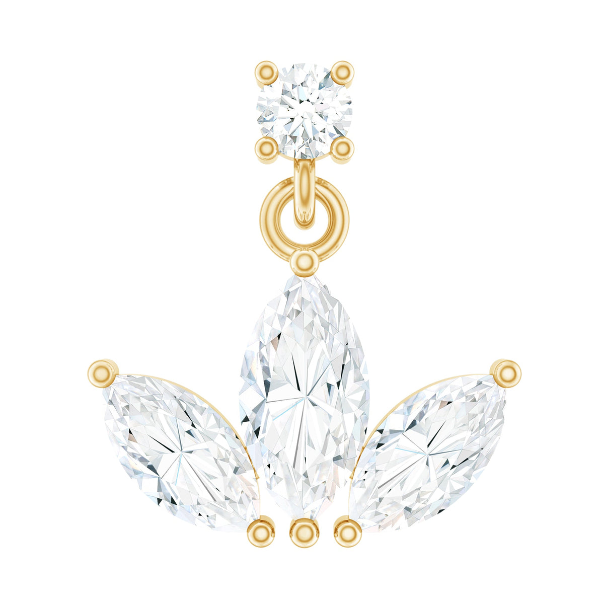 Marquise Cut Moissanite Lotus Flower Drop Helix Earring