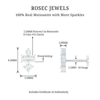Round and Princess Cut Moissanite Cluster Helix Earring