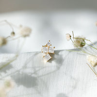 Round and Princess Cut Moissanite Cluster Helix Earring