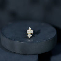 Round and Princess Cut Moissanite Cluster Helix Earring