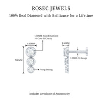 Natural Round Diamond Three Stone Tragus Earring