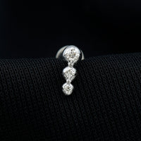 Natural Round Diamond Three Stone Tragus Earring