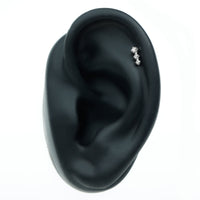 Natural Round Diamond Three Stone Tragus Earring