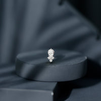 Pear and Round Diamond Earring for Helix Piercing