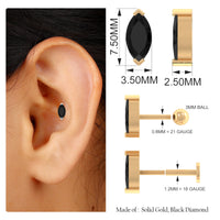 Natural 0.74 Carat Marquise Shape Black Onyx Conch Earring