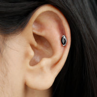Natural 0.74 Carat Marquise Shape Black Onyx Conch Earring