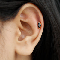 Natural 0.74 Carat Marquise Shape Black Onyx Conch Earring