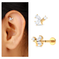 Dainty Moissanite Fly Earring for Helix Piercing