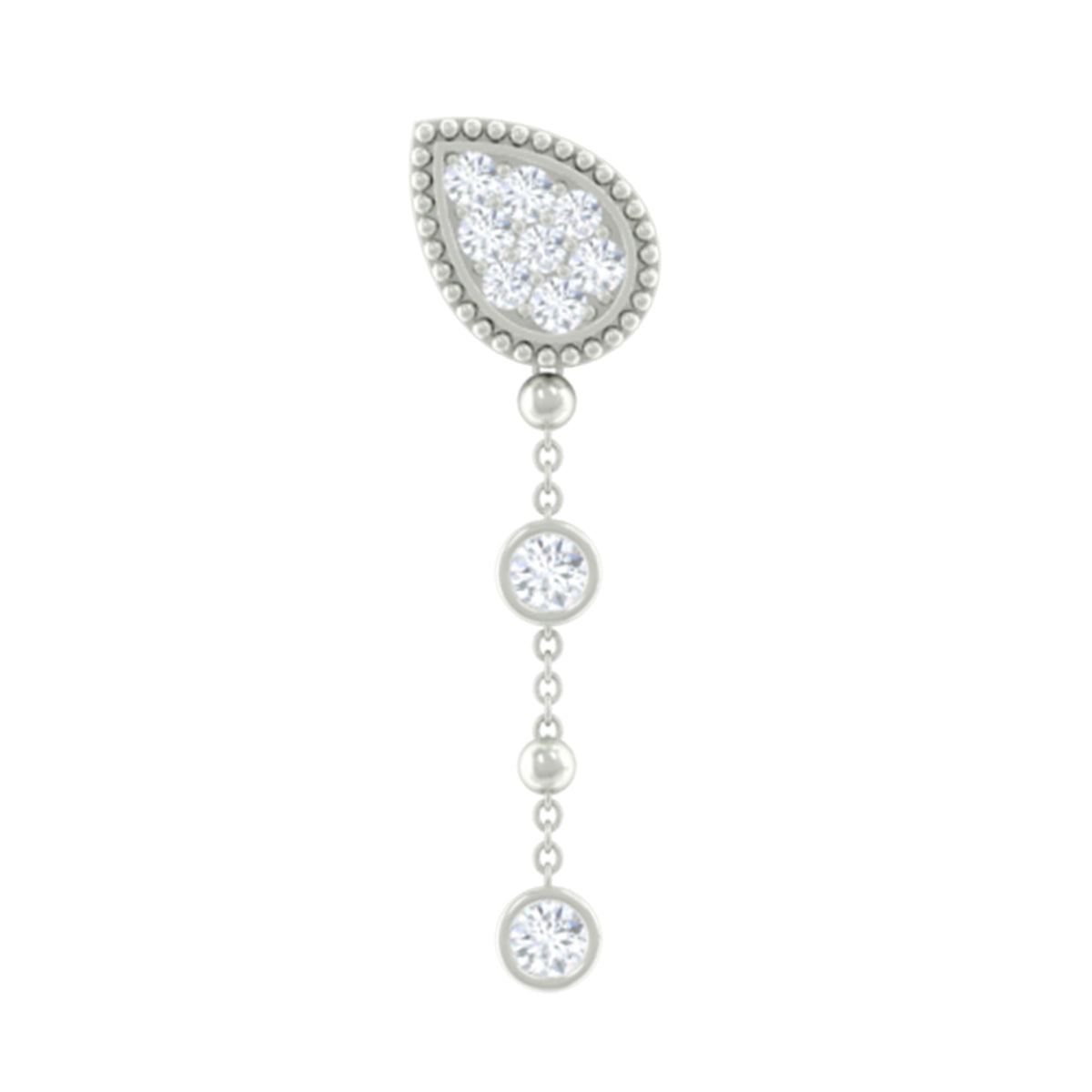 Natural Diamond Chain Dangle Earring for Cartilage Piercing