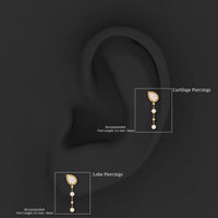 Natural Diamond Chain Dangle Earring for Cartilage Piercing