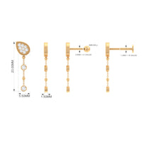 Natural Diamond Chain Dangle Earring for Cartilage Piercing