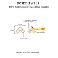 Round Moissanite Chevron Tragus Earring for Women