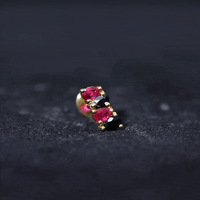 Pear Cut Ruby and Black Onyx Bar Earring for Helix Piercing