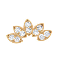 Natural Round Diamond Flower Earring for Helix Piercing