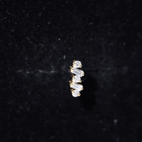 Baguette and Round Moissanite Ear Crawler Earring