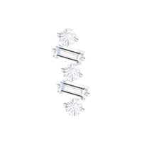 Baguette and Round Moissanite Ear Crawler Earring