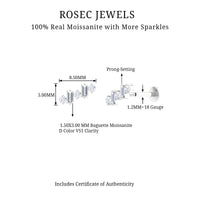 Baguette and Round Moissanite Ear Crawler Earring