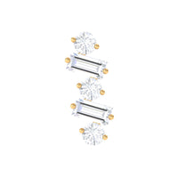 Baguette and Round Moissanite Ear Crawler Earring