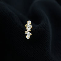 Baguette and Round Moissanite Ear Crawler Earring