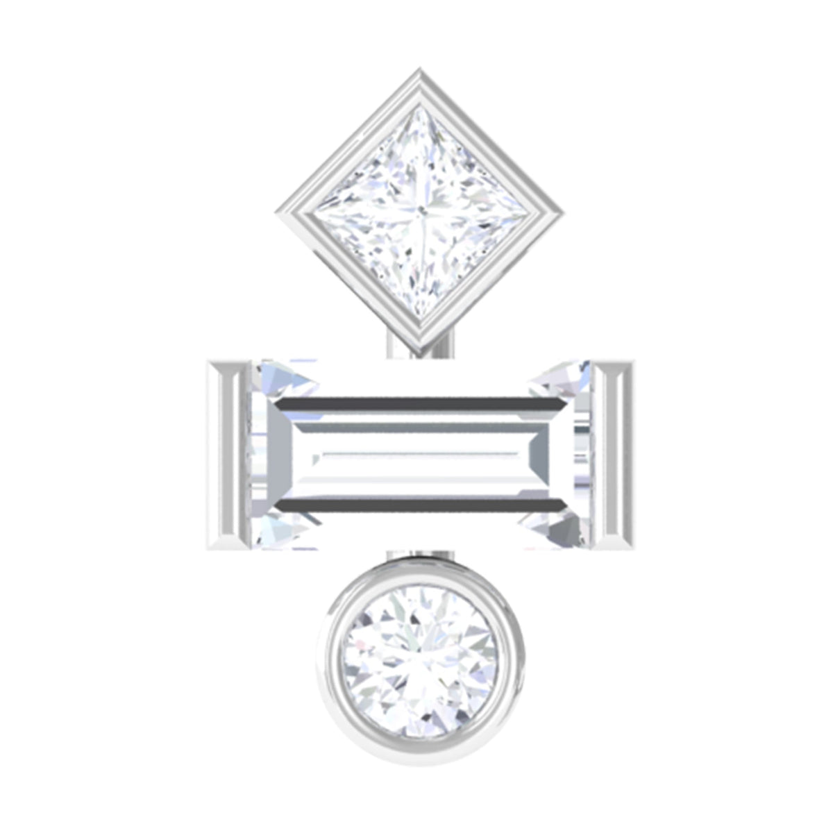 Certified Moissanite Three Stone Earring for Tragus Piercing