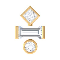 Certified Moissanite Three Stone Earring for Tragus Piercing