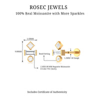 Certified Moissanite Three Stone Earring for Tragus Piercing