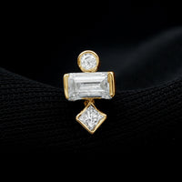 Certified Moissanite Three Stone Earring for Tragus Piercing