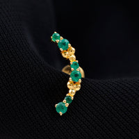 Natural Emerald Crawler Cartilage Earring with Beaded Details