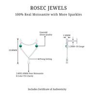Moissanite Double Piercing Earring with Created Emerald