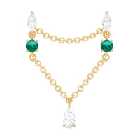 Moissanite Double Piercing Earring with Created Emerald