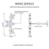 Certified Round Moissanite Flower Ear Crawler Earring