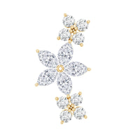 Certified Round Moissanite Flower Ear Crawler Earring