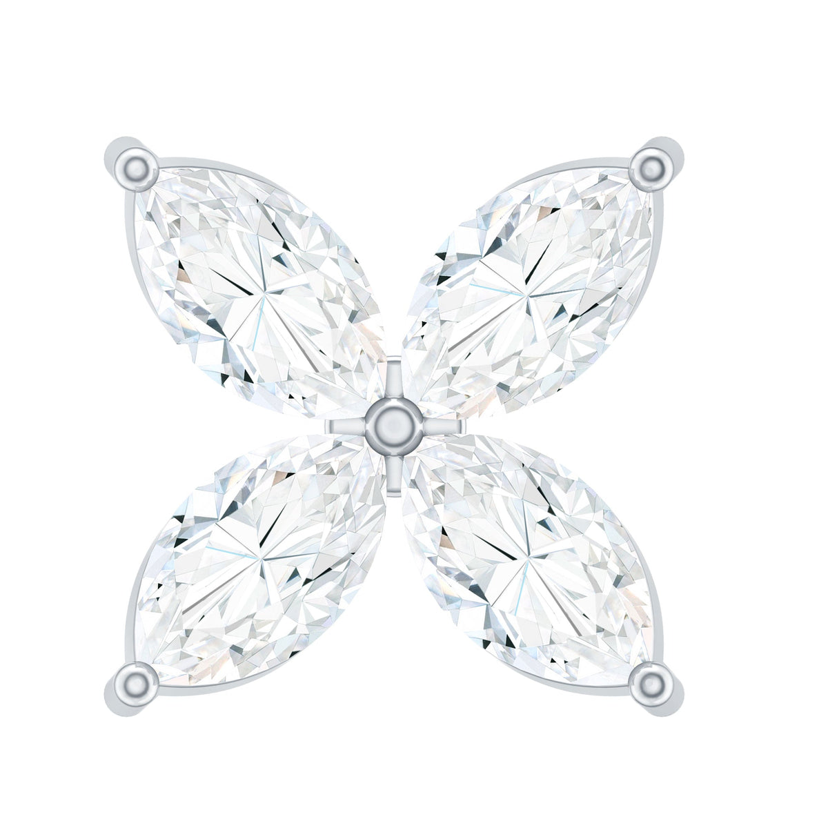 Marquise Cut Moissanite Flower Cartilage Earring