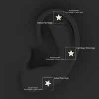 Dainty Moissanite Star Cartilage Earring with Flat Back