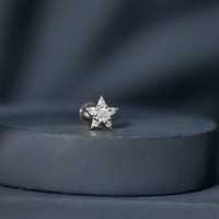 Dainty Moissanite Star Cartilage Earring with Flat Back