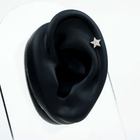 Dainty Moissanite Star Cartilage Earring with Flat Back