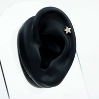 Dainty Moissanite Star Cartilage Earring with Flat Back