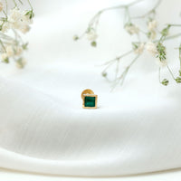 Real Princess Cut Emerald Helix Earring in Bezel Setting