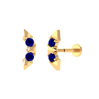 Blue Sapphire Ear Crawler Earring for Helix Piercing