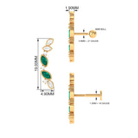 Marquise Emerald Crawler Earring with Moissanite