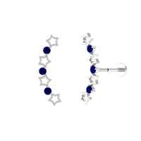 Natural Blue Sapphire Celestial Climber Earring