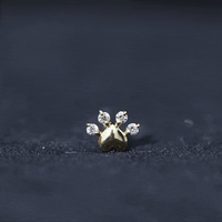 Round Moissanite Heart Paw Earring for Helix Piercing