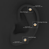 Round Moissanite Heart Paw Earring for Helix Piercing