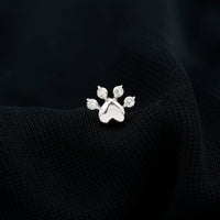 Round Moissanite Heart Paw Earring for Helix Piercing